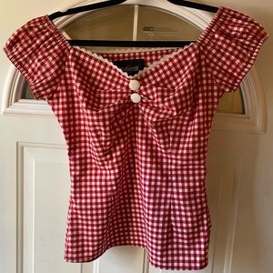 Collectif UK red gingham pin up top